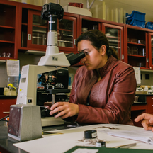 image fo student using microscope